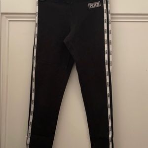 VS PINK Leggings With stripes on side and logo